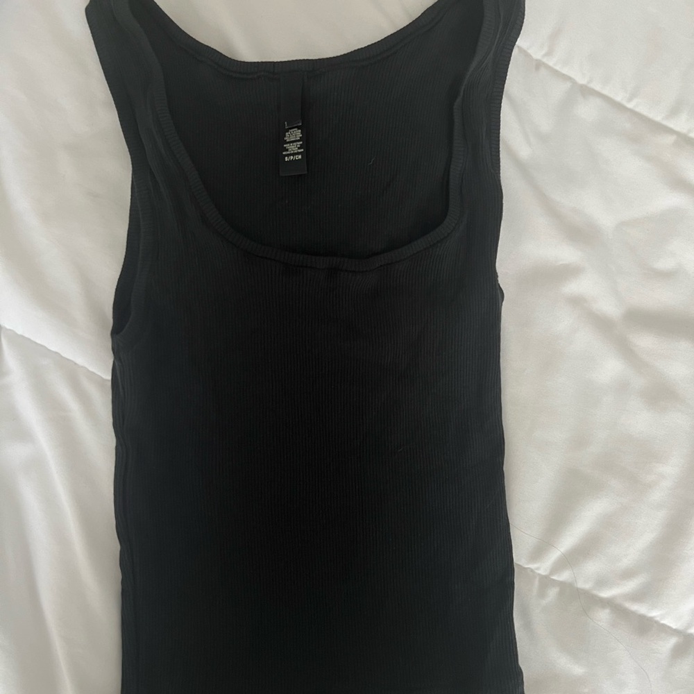 SKIMS Black Ribbed Tank Top